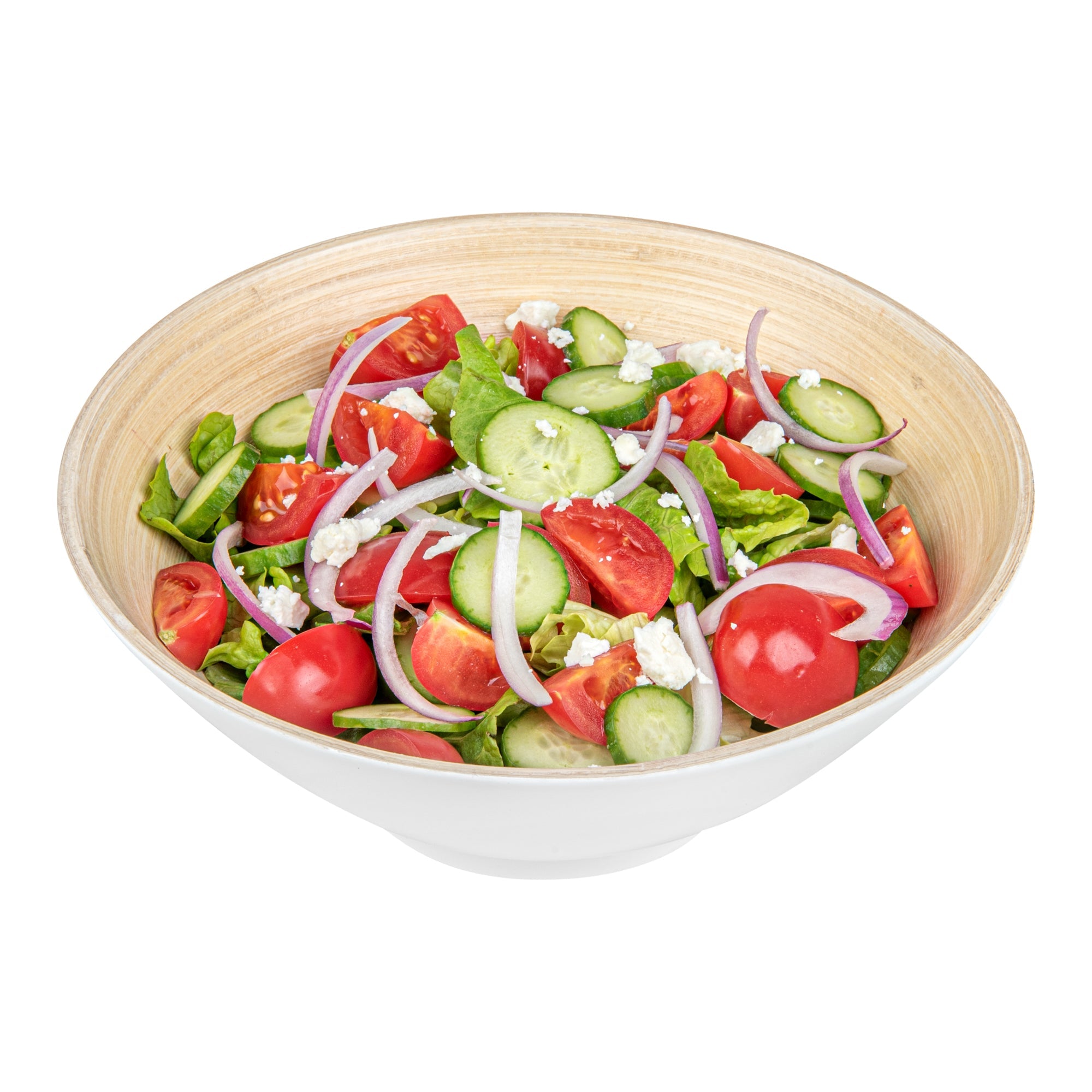 Bambuddha 29 oz Round White Spun Bamboo Serving Bowl - 8 1/4" x 8 1/4" x 3 1/4" - 1 count box