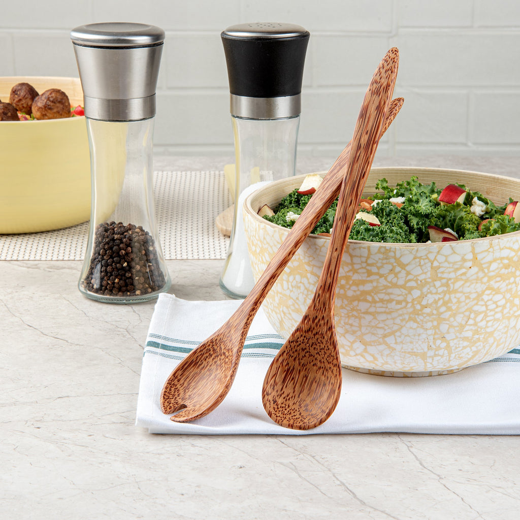 Coco Casa Natural Handmade Coconut Serving Utensil Set - 9 1/2" x 1 3/4" x 3 1/4" - 2 count box