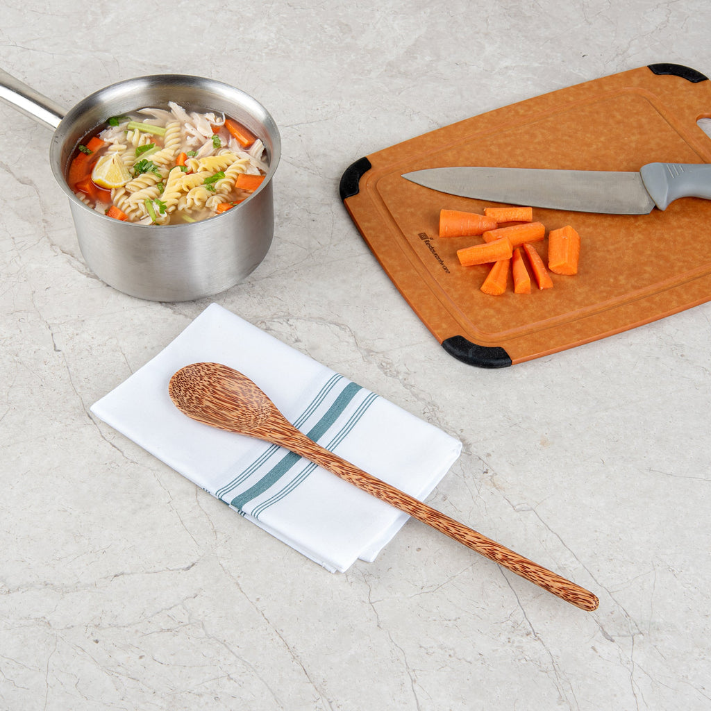Coco Casa Natural Handmade Long Handled Coconut Spoon - 14 1/4" x 2" - 10 count box