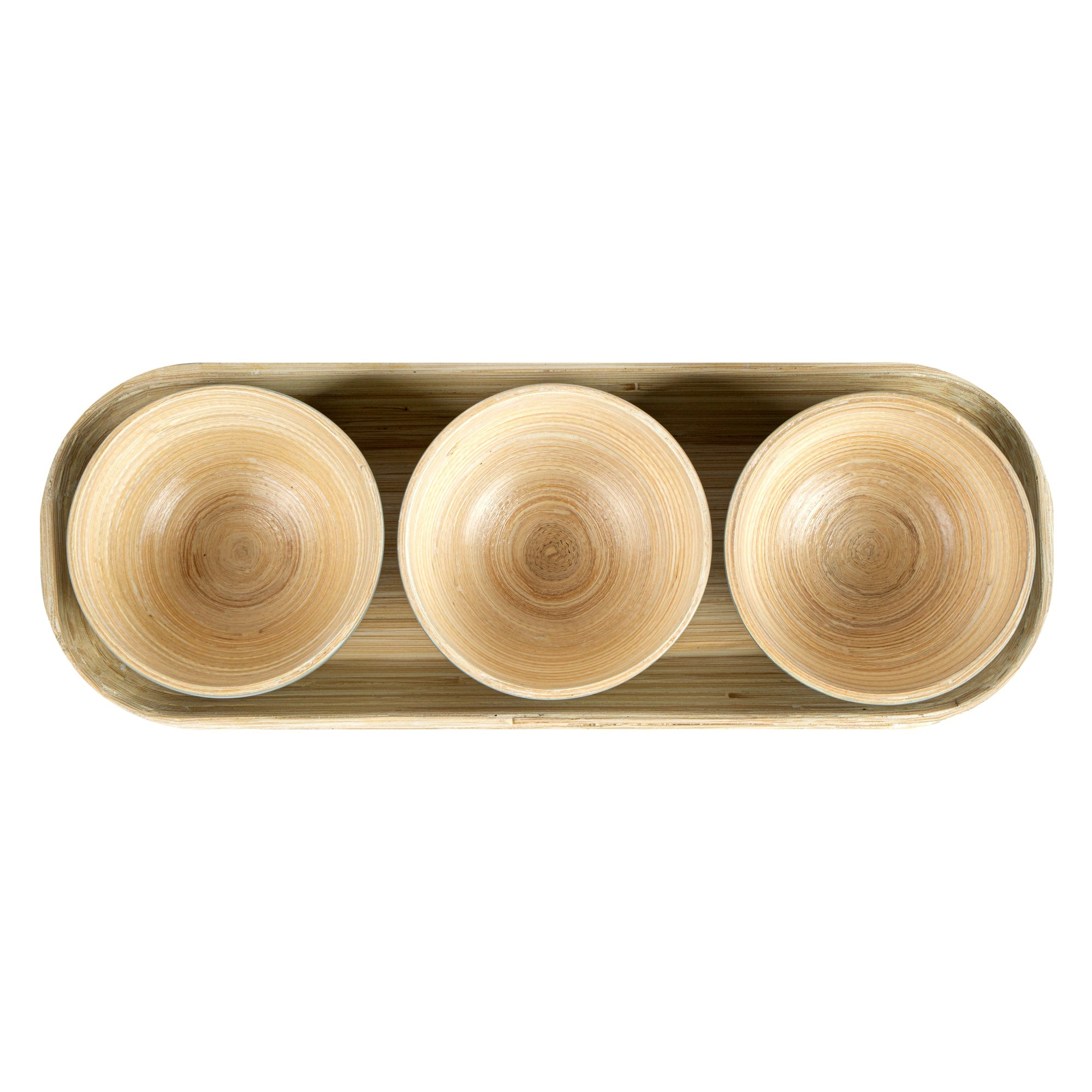 Bambuddha Gray Bamboo Bowl Set - 3 Bowls, Bamboo Tray - 11 3/4" x 4 1/4" x 1 3/4" - 1 count box