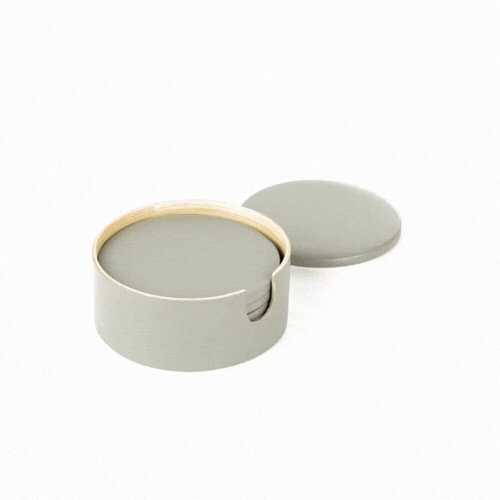 Bambuddha Gray Bamboo 6-Piece Coaster Set - with Bamboo Holder - 4" x 4" x 1/4" - 1 count box