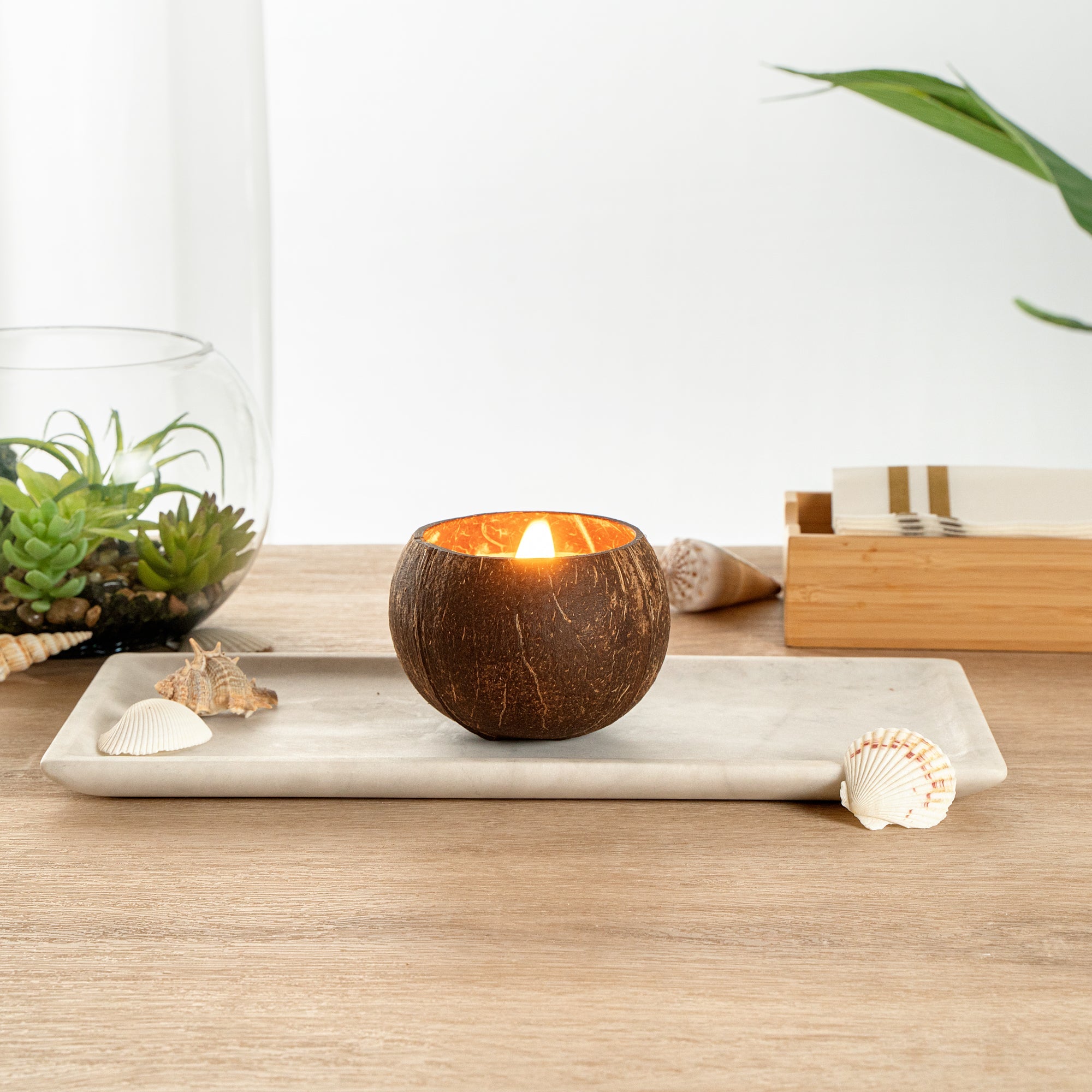 Coco Casa Handmade Coconut Shell Candle - Sandalwood - 4" x 4" x 2 3/4" - 1 count box