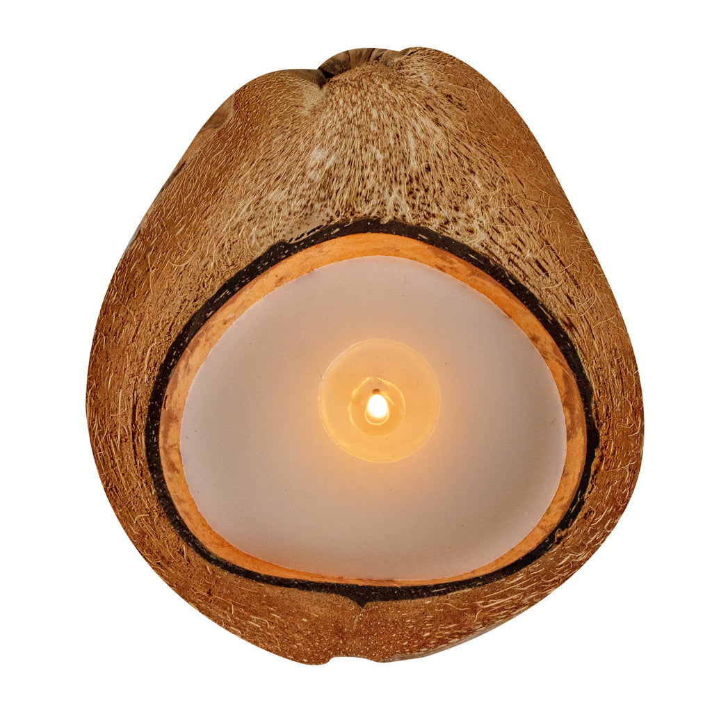 Coco Casa Handmade Coconut Shell Husk Candle - Sandalwood - 6 1/2" x 6 1/2" x 2 1/2" - 1 count box