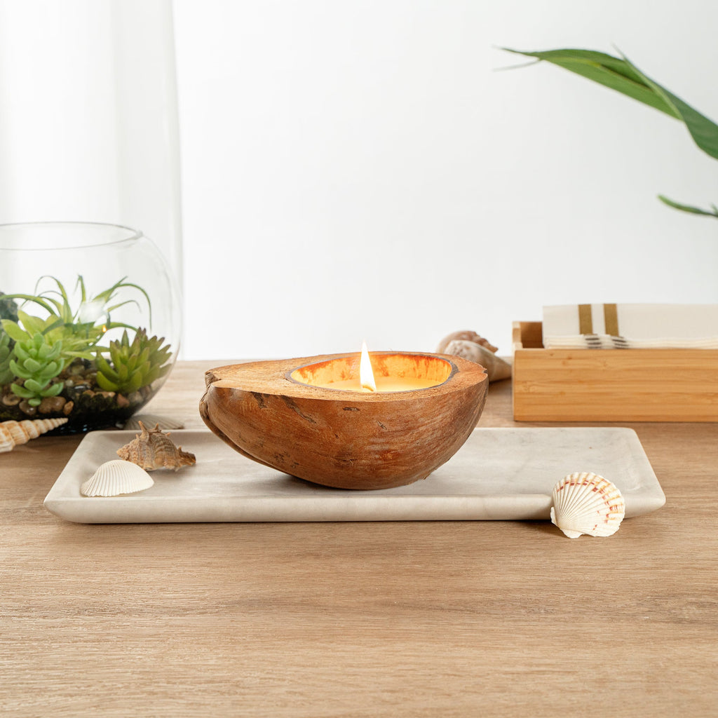 Coco Casa Handmade Coconut Shell Husk Candle - Sandalwood - 6 1/2" x 6 1/2" x 2 1/2" - 1 count box