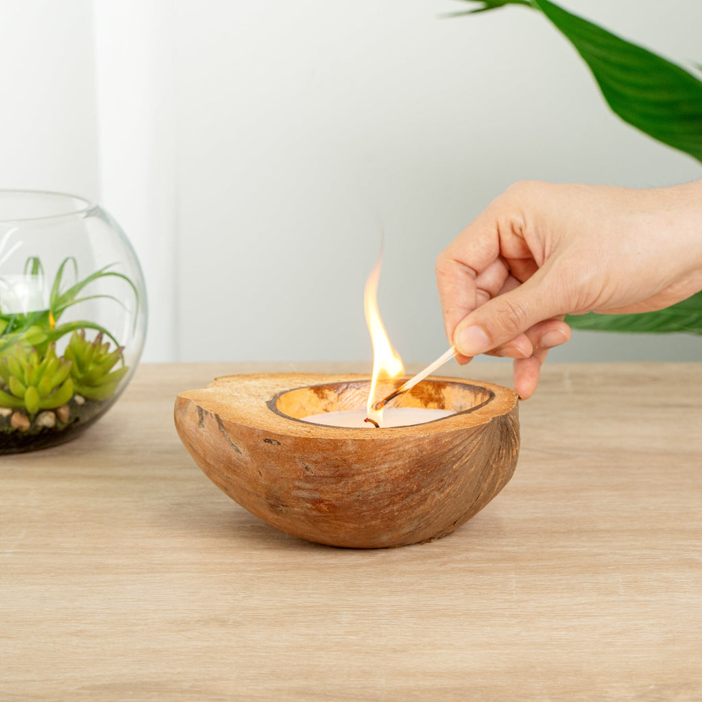 Coco Casa Handmade Coconut Shell Husk Candle - Spring Hydrangea - 6 1/2" x 6 1/2" x 2 1/2" - 10 count box