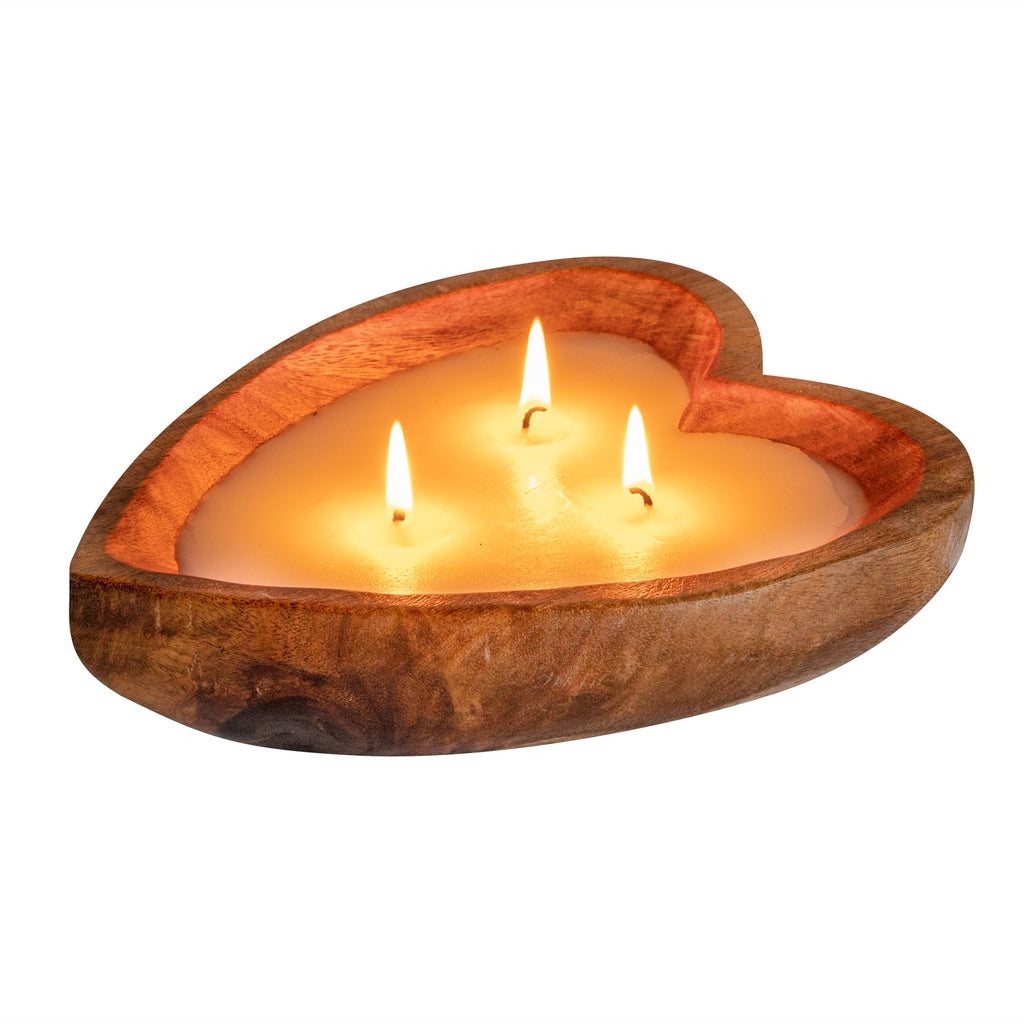Coco Casa Handmade Wood Heart Bowl Candle - Lavender - 7" x 5 1/2" x 2" - 10 count box