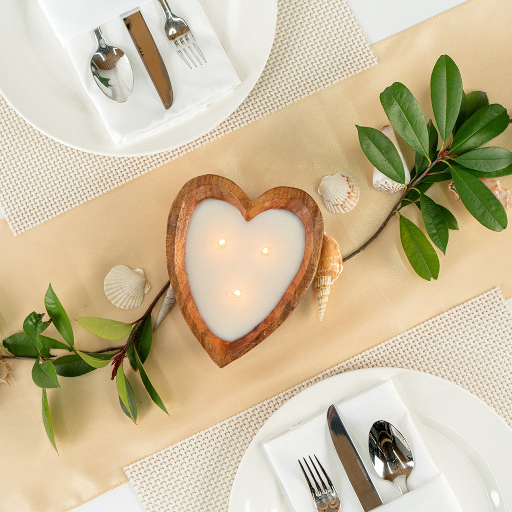 Coco Casa Handmade Wood Heart Bowl Candle - Jasmine - 7" x 5 1/2" x 2" - 10 count box