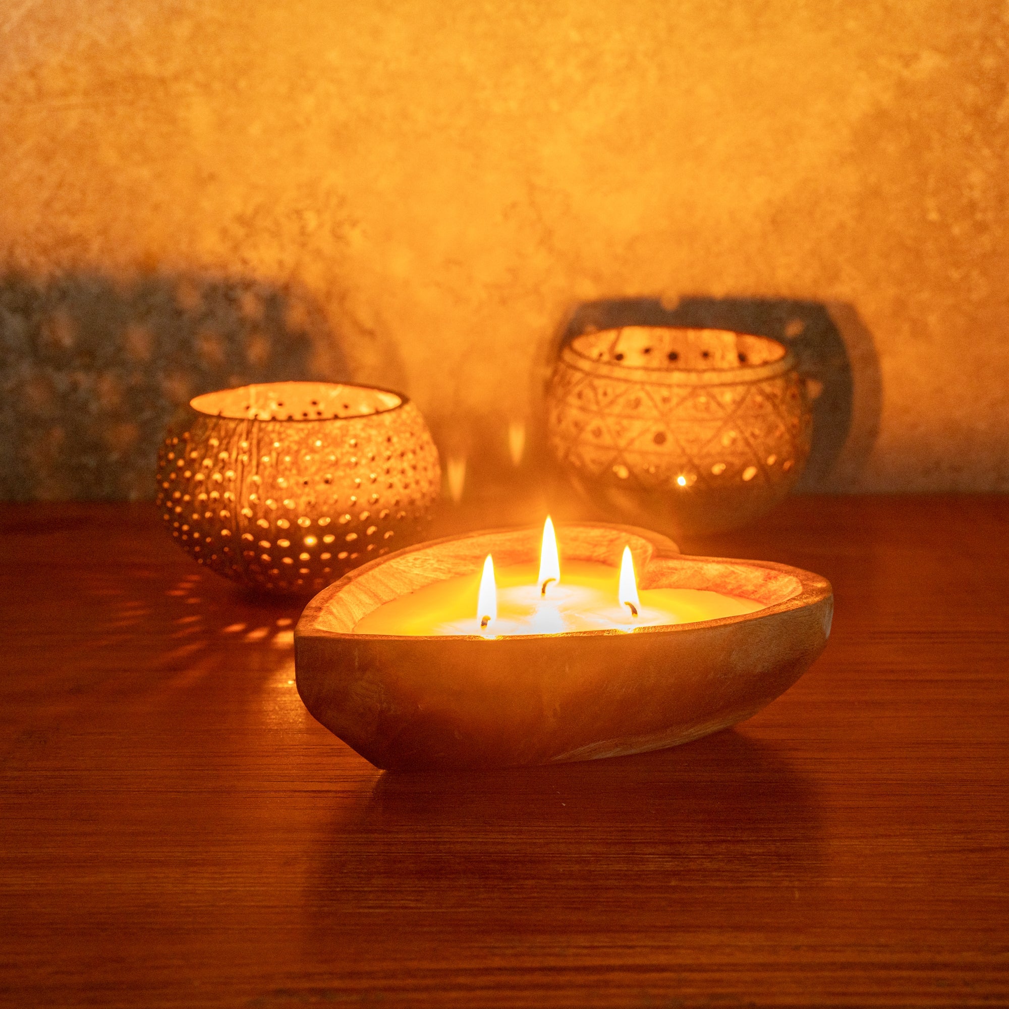 Coco Casa Handmade Wood Heart Bowl Candle - Vanilla - 7" x 5 1/2" x 2" - 1 count box