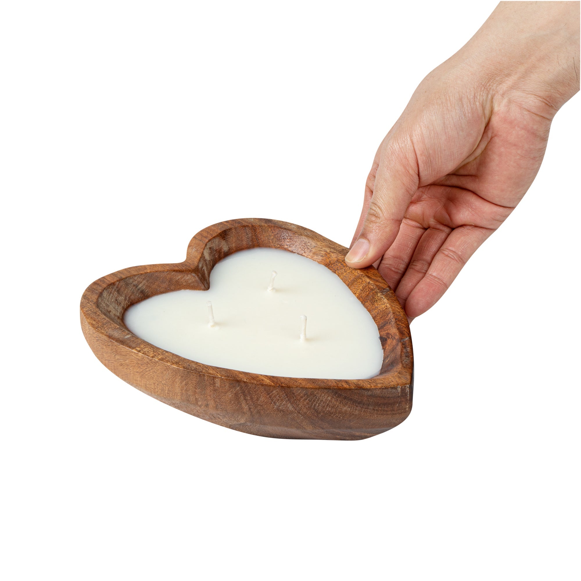 Coco Casa Handmade Wood Heart Bowl Candle - Cinnamon - 7" x 5 1/2" x 2" - 10 count box