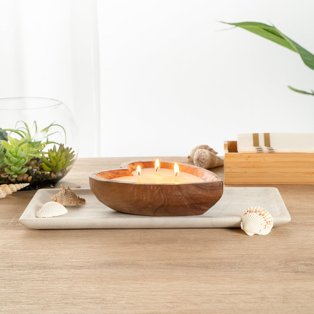 Coco Casa Handmade Wood Heart Bowl Candle - Cinnamon - 7" x 5 1/2" x 2" - 10 count box