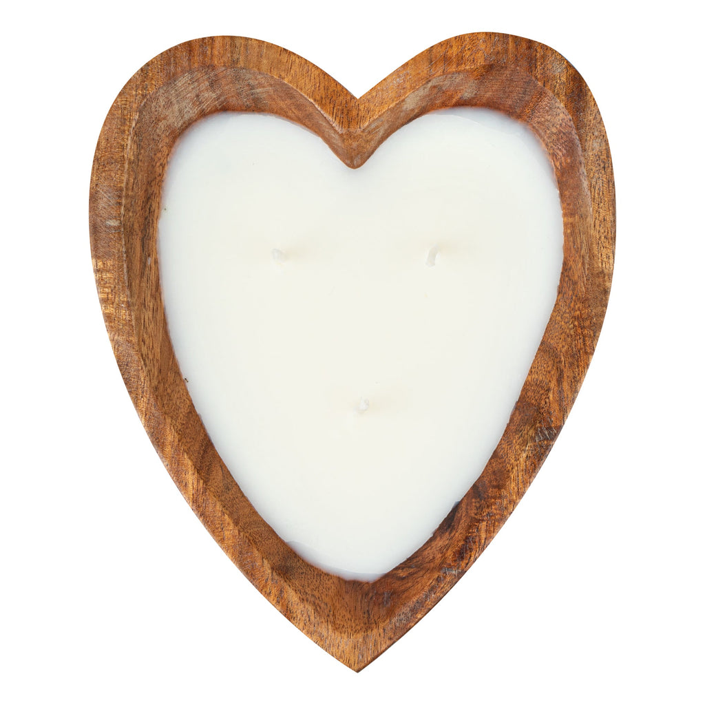 Coco Casa Handmade Wood Heart Bowl Candle - Coconut Mango - 7" x 5 1/2" x 2" - 1 count box