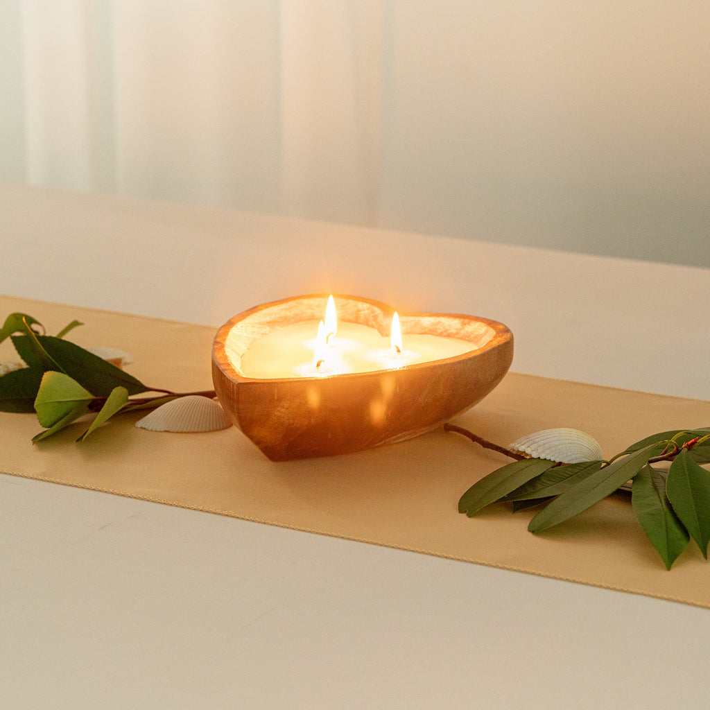 Coco Casa Handmade Wood Heart Bowl Candle - Coconut Mango - 7" x 5 1/2" x 2" - 10 count box