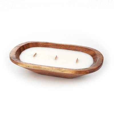 Coco Casa Handmade Wood Bowl Candle - Jasmine - 9" x 5 1/2" x 2" - 1 count box