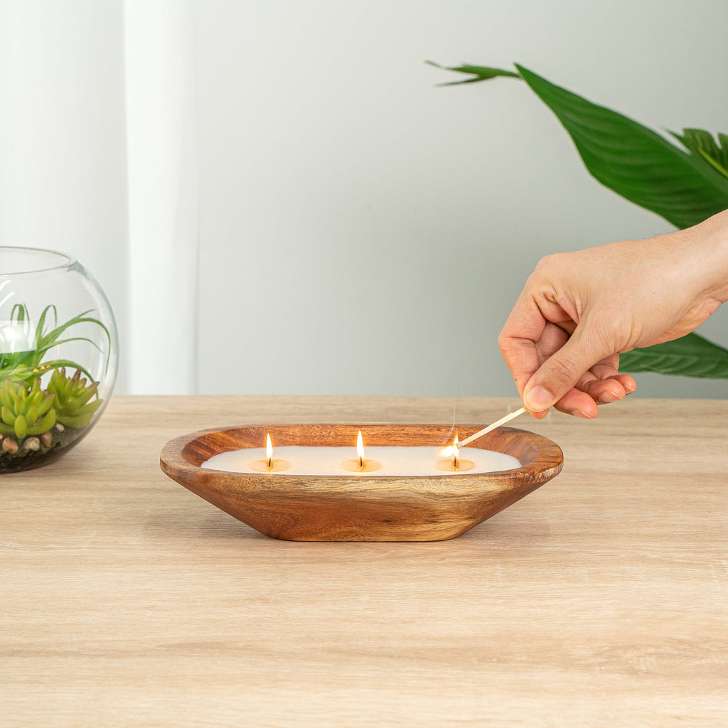 Coco Casa Handmade Wood Bowl Candle - Jasmine - 9" x 5 1/2" x 2" - 1 count box