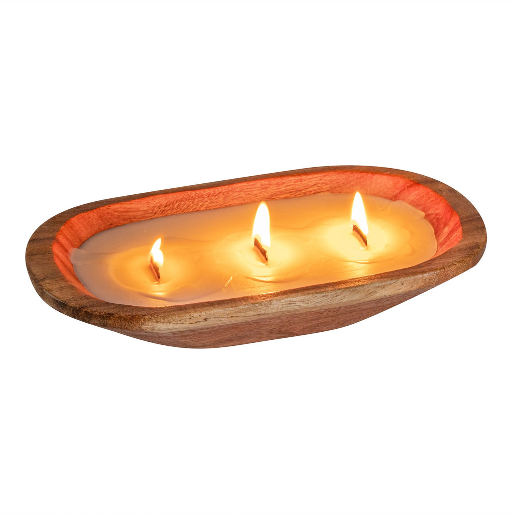 Coco Casa Handmade Wood Bowl Candle - Jasmine - 9" x 5 1/2" x 2" - 10 count box