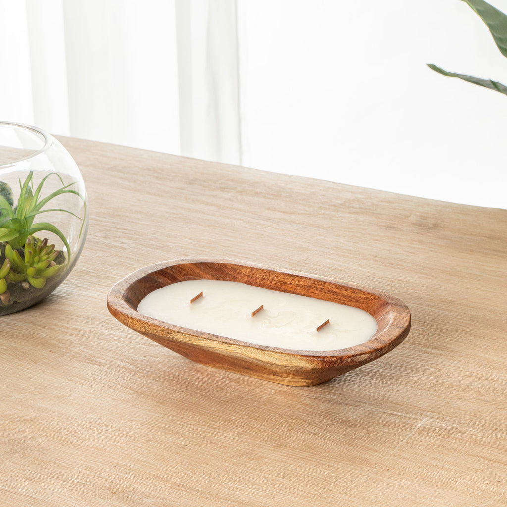 Coco Casa Handmade Wood Bowl Candle - Pineapple Papaya - 9" x 5 1/2" x 2" - 10 count box