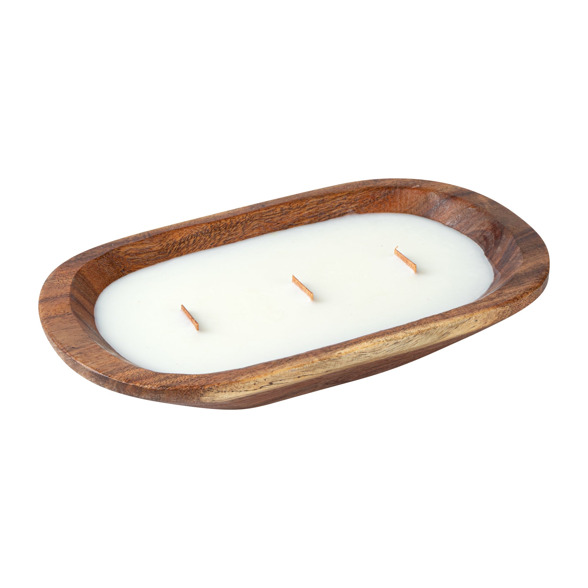 Coco Casa Handmade Wood Bowl Candle - Cinnamon - 9" x 5 1/2" x 2" - 10 count box