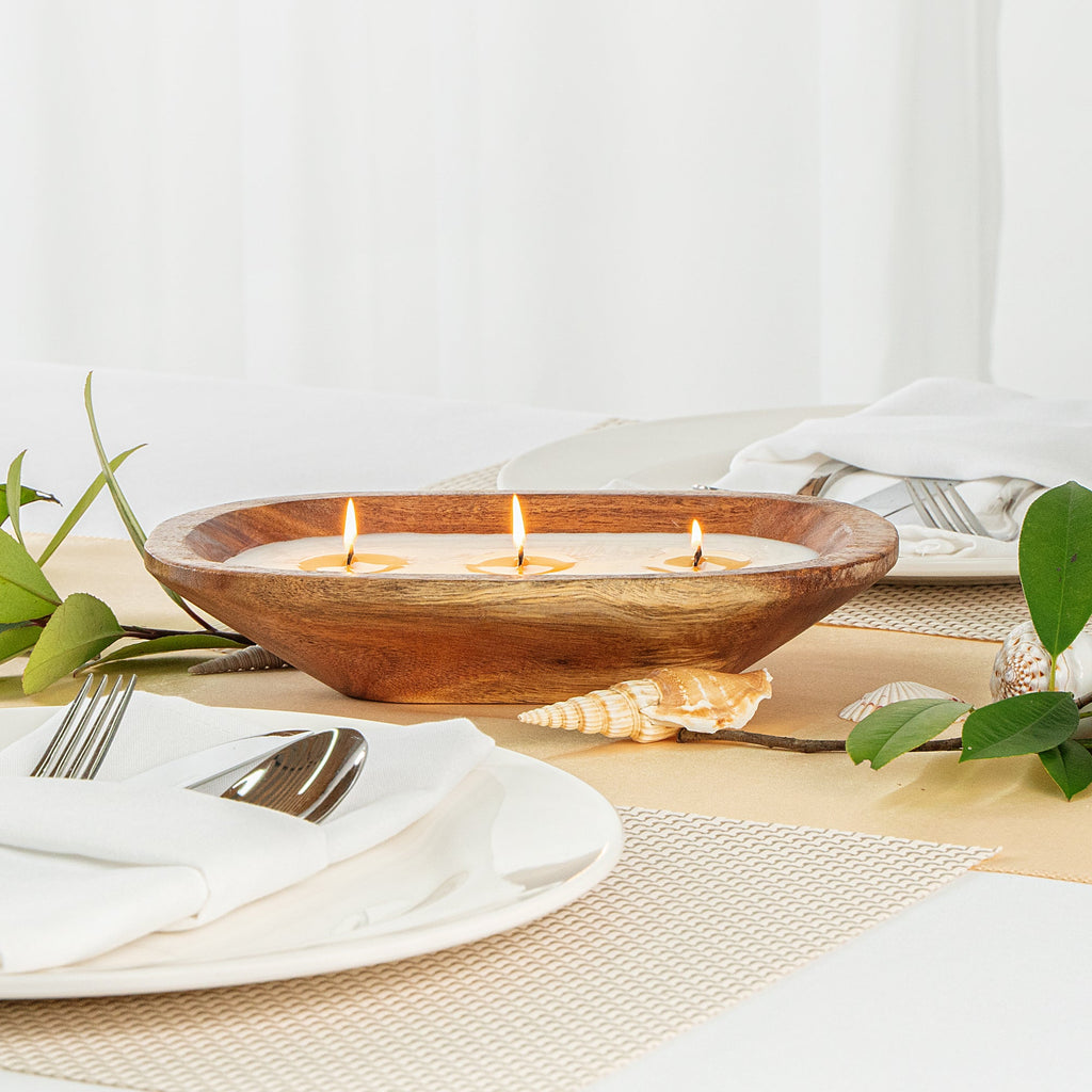 Coco Casa Handmade Wood Bowl Candle - Coconut Mango - 9" x 5 1/2" x 2" - 1 count box