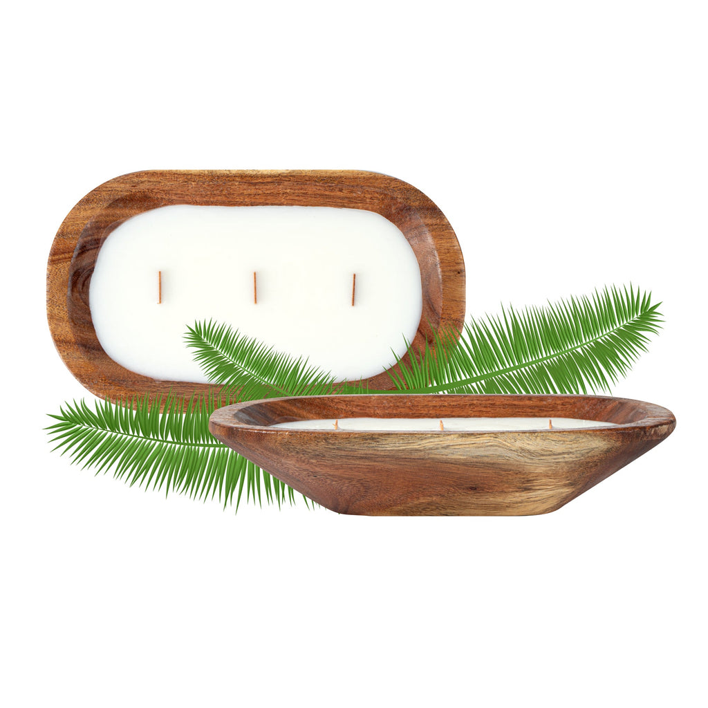 Coco Casa Handmade Wood Bowl Candle - Mint Leaf and Eucalyptus - 9" x 5 1/2" x 2" - 10 count box