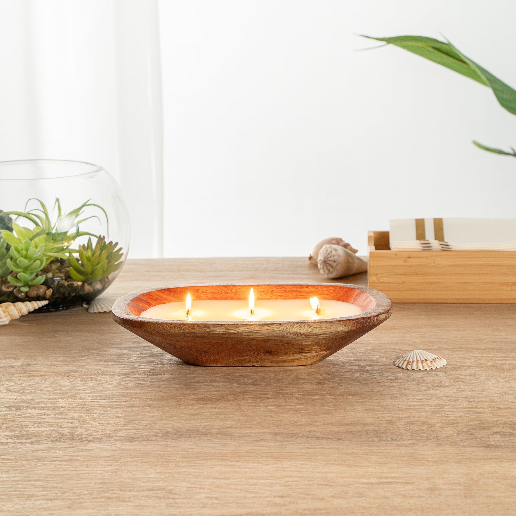 Coco Casa Handmade Wood Bowl Candle - Spring Hydrangea - 9" x 5 1/2" x 2" - 10 count box