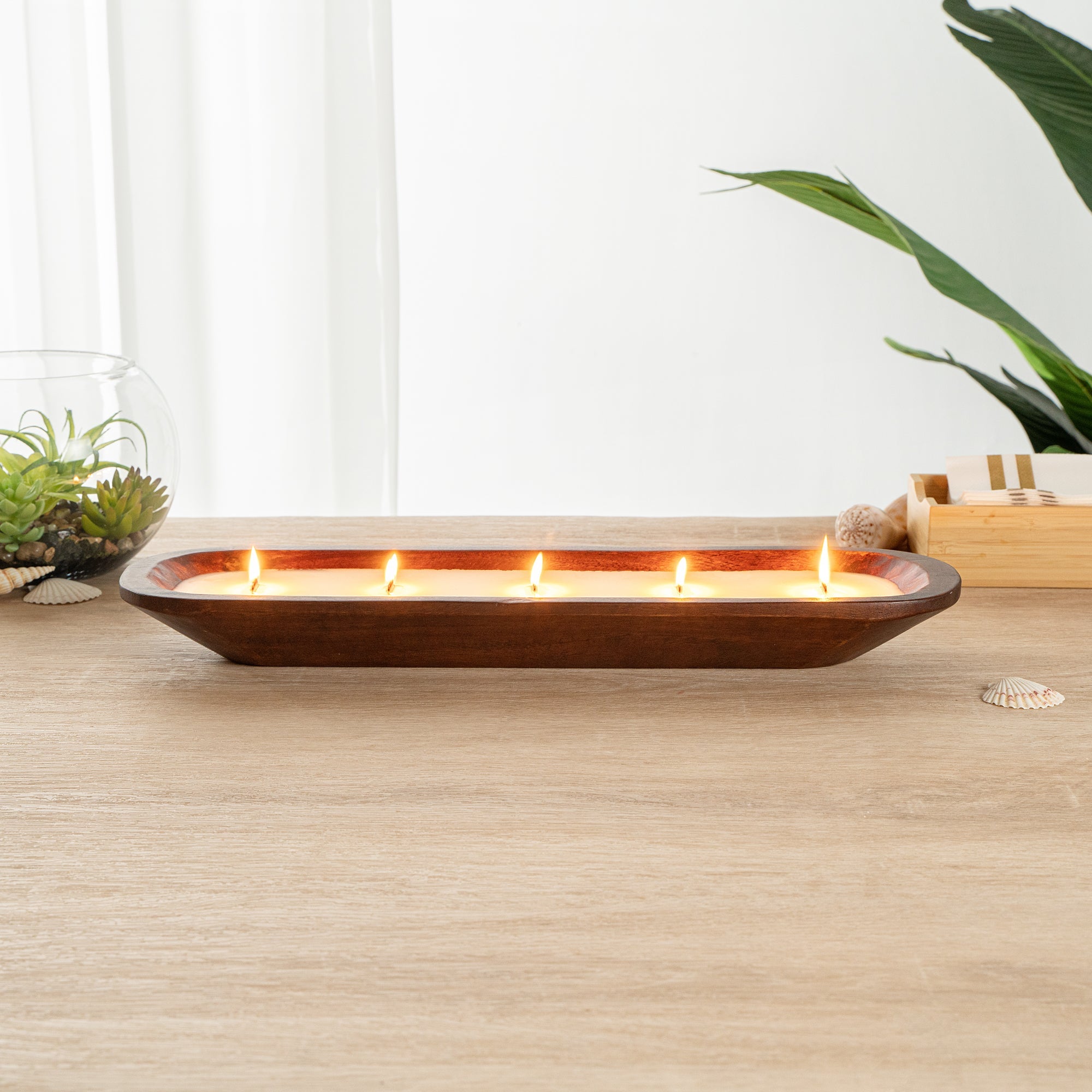 Coco Casa Handmade Wood Bowl Candle - Cinnamon - 17 3/4" x 5 1/2" x 2" - 1 count box