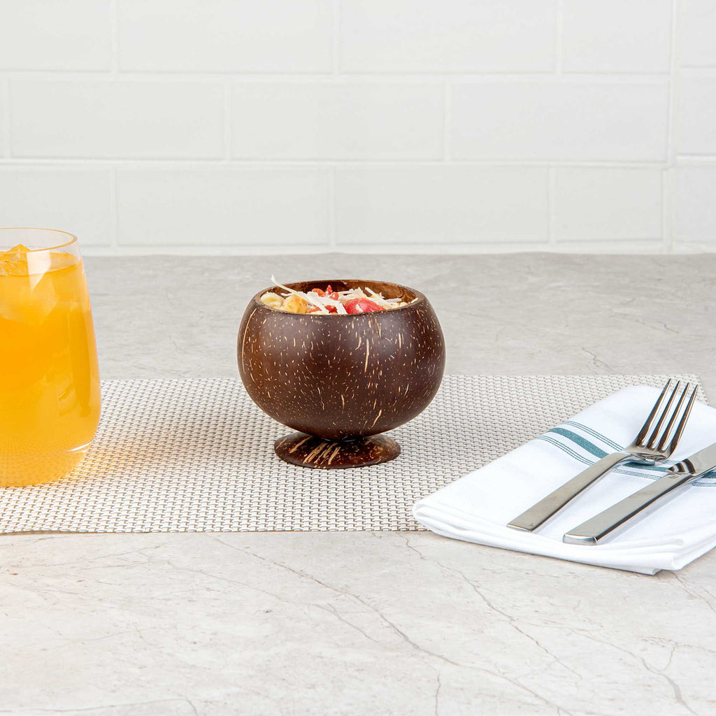 Coco Casa 10 oz Handmade Coconut Cocktail Coconut Cup - 4" x 4" x 3 1/4" - 4 count box