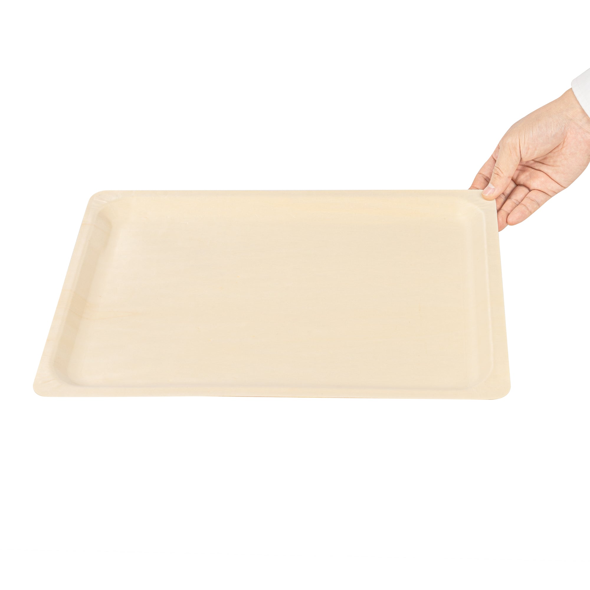 Taipei Rectangle Natural Poplar Plate - 15 3/4'' x 11'' x 3/4'' - 50 count box