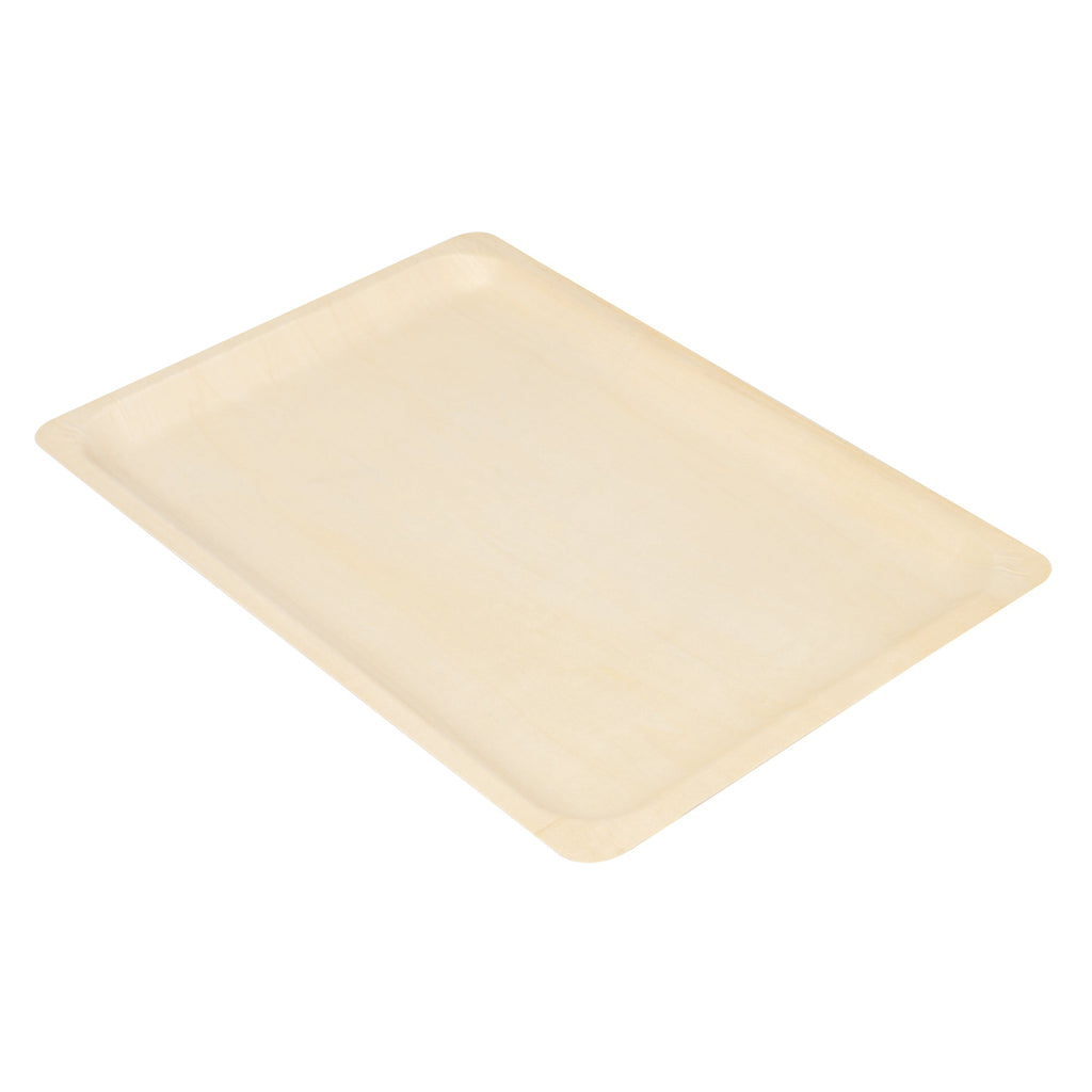 Taipei Rectangle Natural Poplar Plate - 15 3/4'' x 11'' x 3/4'' - 200 count box