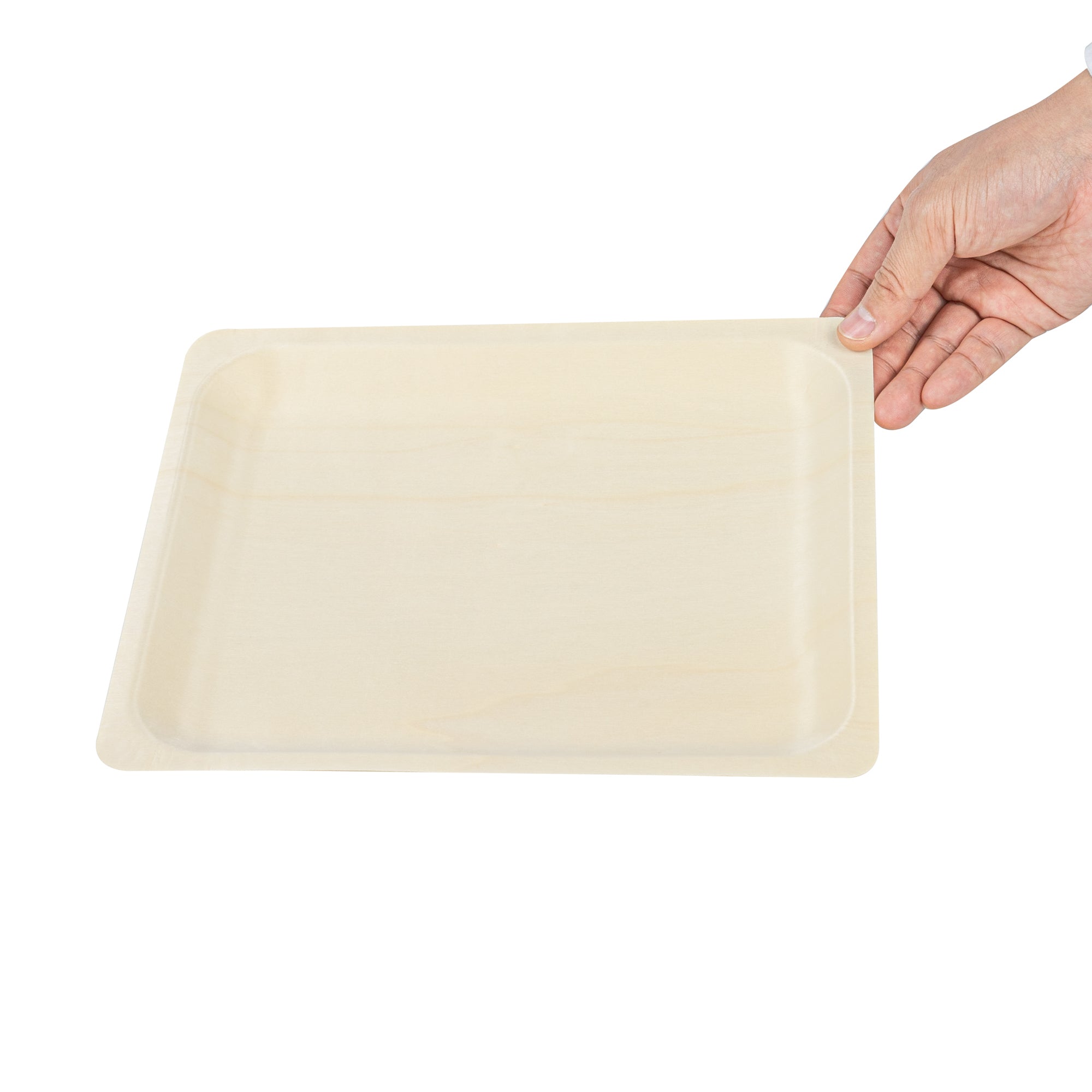 Taipei Rectangle Natural Poplar Plate - 10 1/2'' x 8 1/2'' x 3/4'' - 200 count box