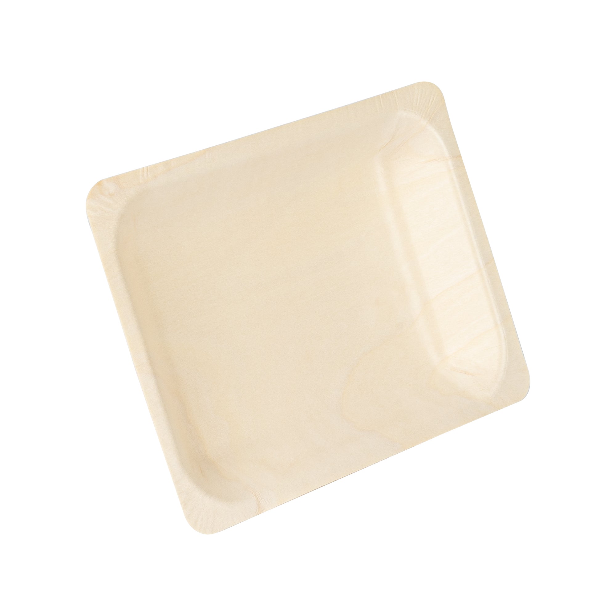 Taipei Rectangle Natural Poplar Plate - 8 3/4'' x 6 3/4'' x 1 1/4'' - 50 count box
