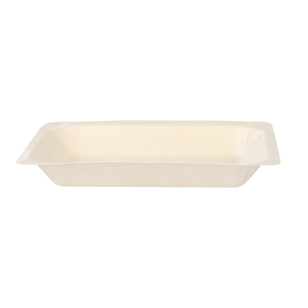 Taipei Rectangle Natural Poplar Plate - 8 3/4'' x 6 3/4'' x 1 1/4'' - 200 count box