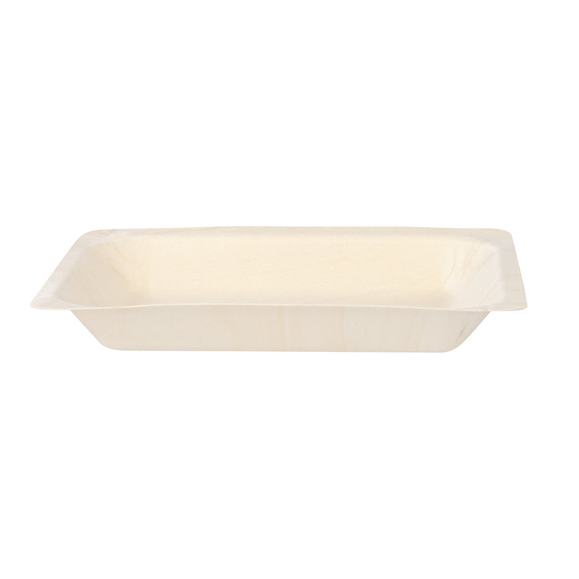 Taipei Rectangle Natural Poplar Plate - 8 3/4'' x 6 3/4'' x 1 1/4'' - 200 count box
