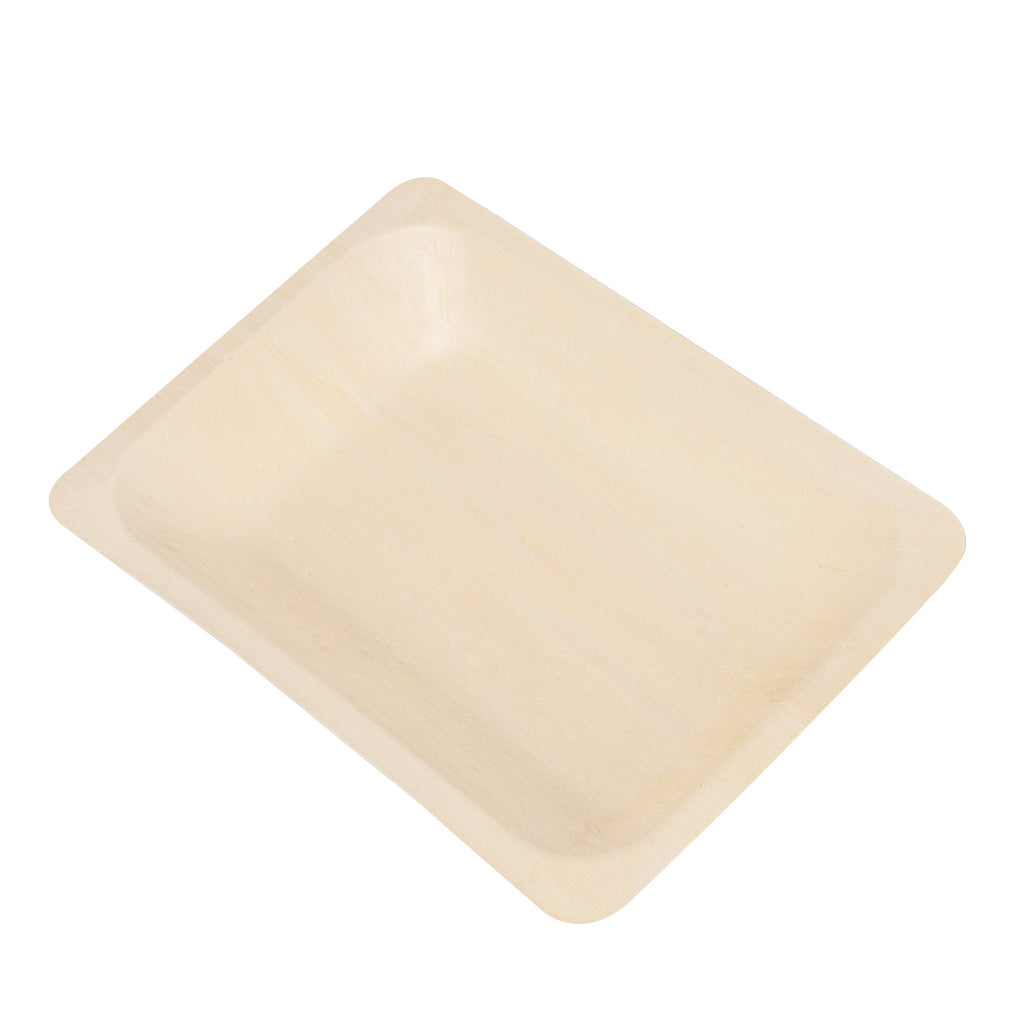 Taipei Rectangle Natural Poplar Plate - 7 3/4'' x 5 1/2'' x 1'' - 50 count box