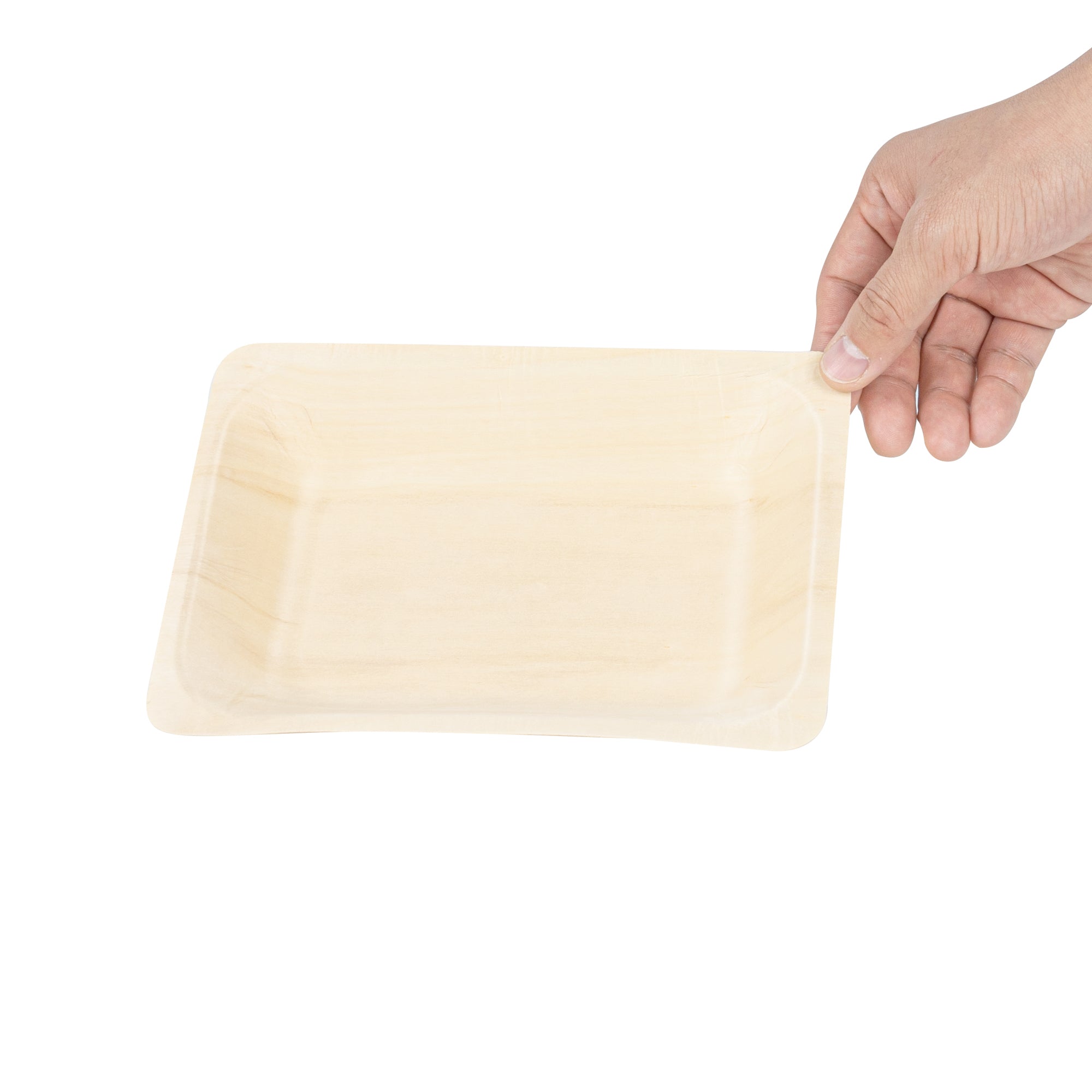 Taipei Rectangle Natural Poplar Plate - 7 3/4'' x 5 1/2'' x 1'' - 200 count box