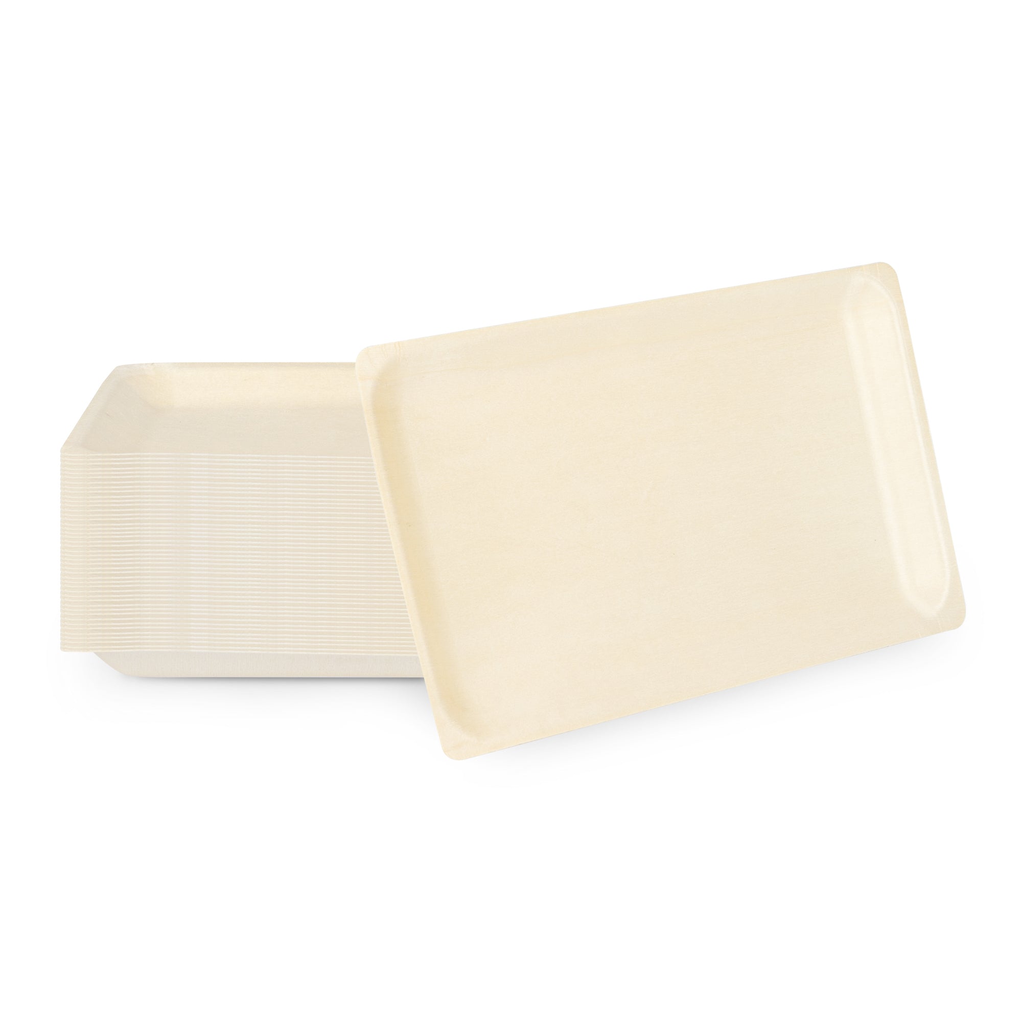 Taipei Rectangle Natural Poplar Plate - 10 3/4'' x 6 1/4'' x 1/2'' - 50 count box