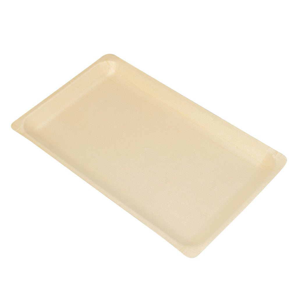 Taipei Rectangle Natural Poplar Plate - 10 3/4'' x 6 1/4'' x 1/2'' - 50 count box