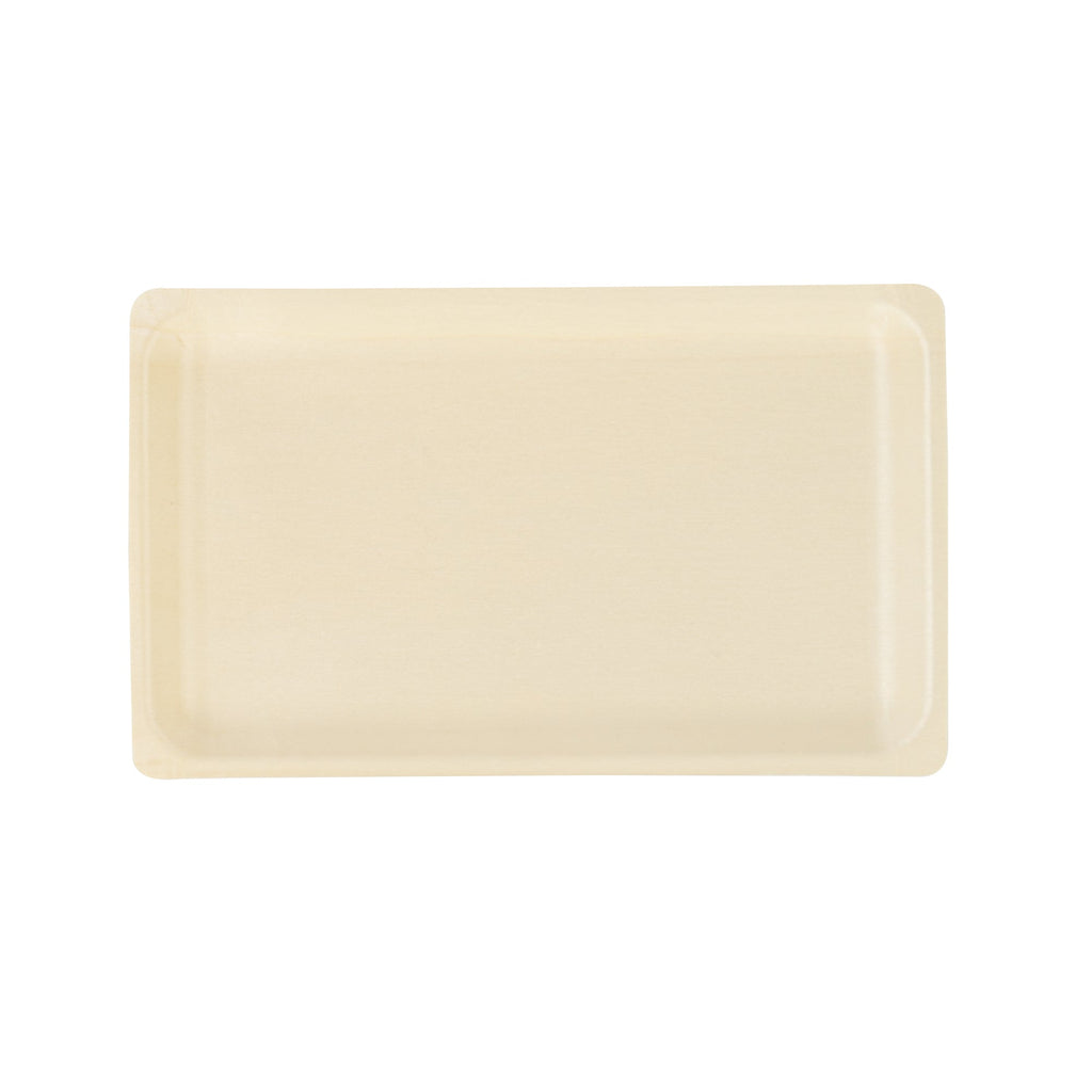 Taipei Rectangle Natural Poplar Plate - 10 3/4'' x 6 1/4'' x 1/2'' - 50 count box