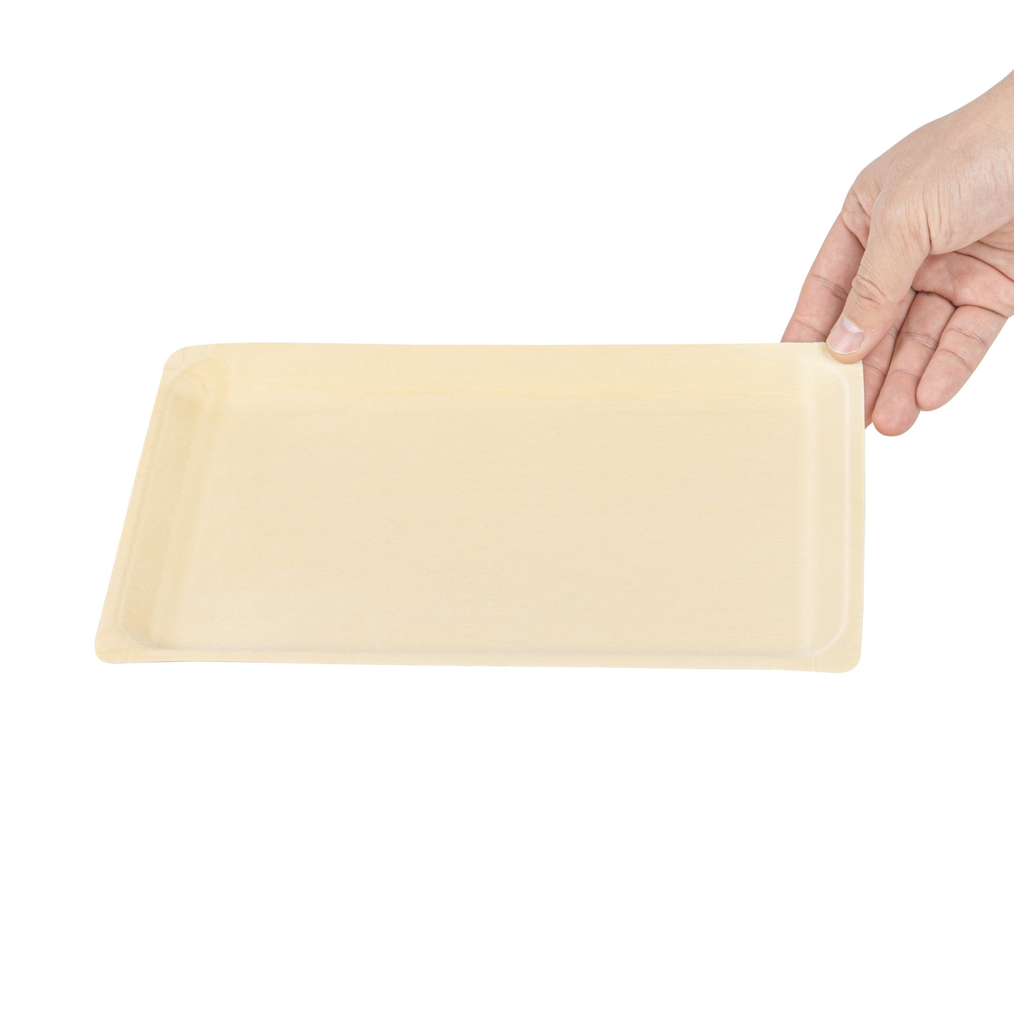 Taipei Rectangle Natural Poplar Plate - 10 3/4'' x 6 1/4'' x 1/2'' - 200 count box