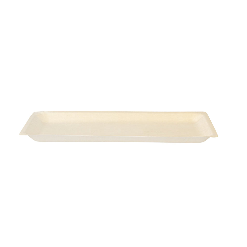 Taipei Rectangle Natural Poplar Plate - 10 3/4'' x 6 1/4'' x 1/2'' - 200 count box