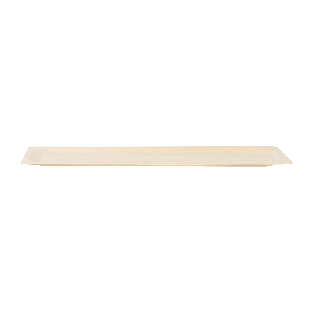 Taipei Rectangle Natural Poplar Plate - 14 1/4'' x 4 3/4'' - 50 count box