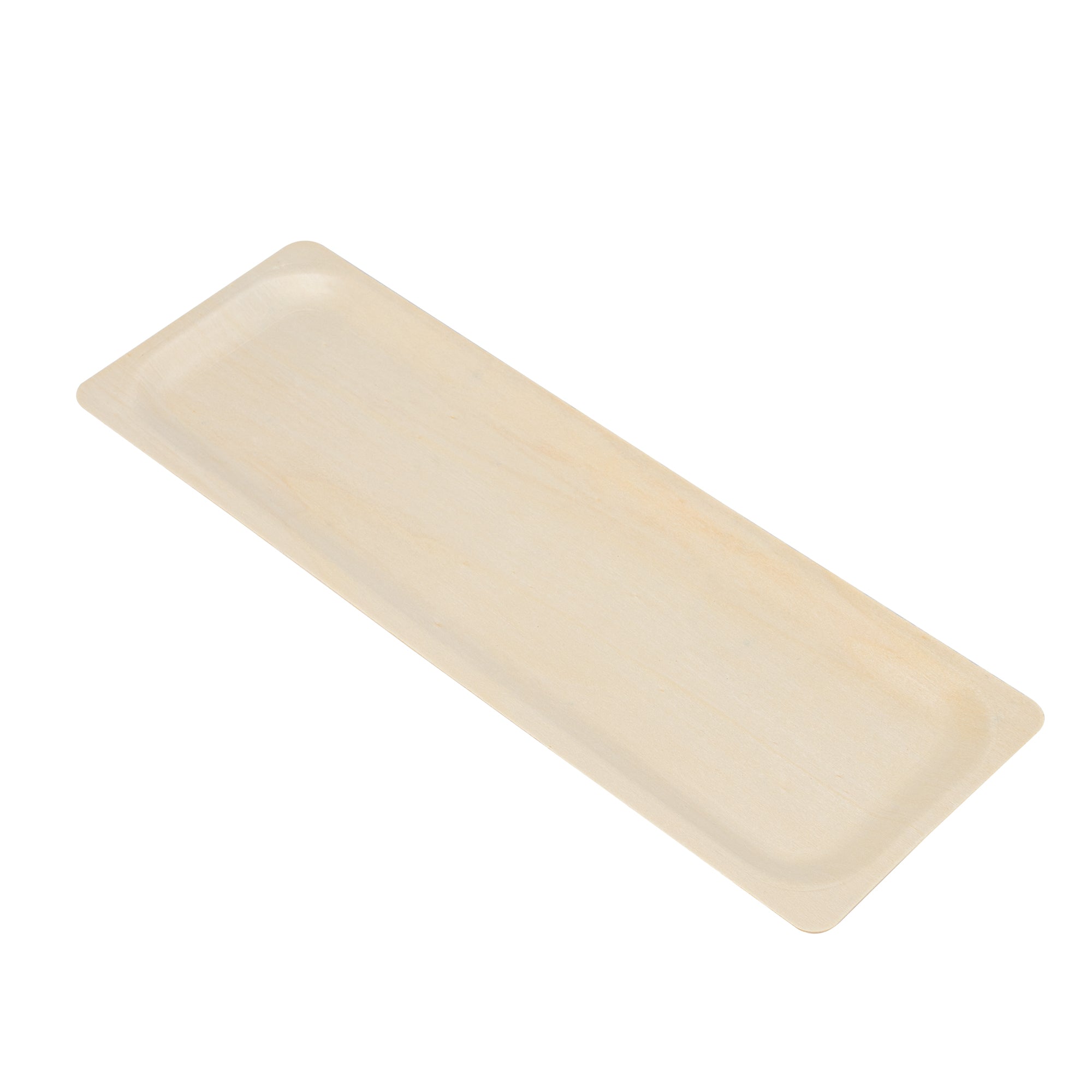 Taipei Rectangle Natural Poplar Plate - 14 1/4'' x 4 3/4'' - 50 count box