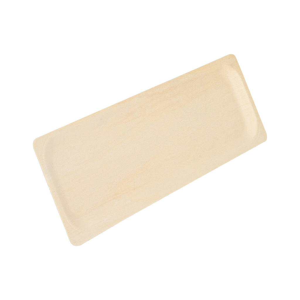Taipei Rectangle Natural Poplar Plate - 14 1/4'' x 4 3/4'' - 200 count box