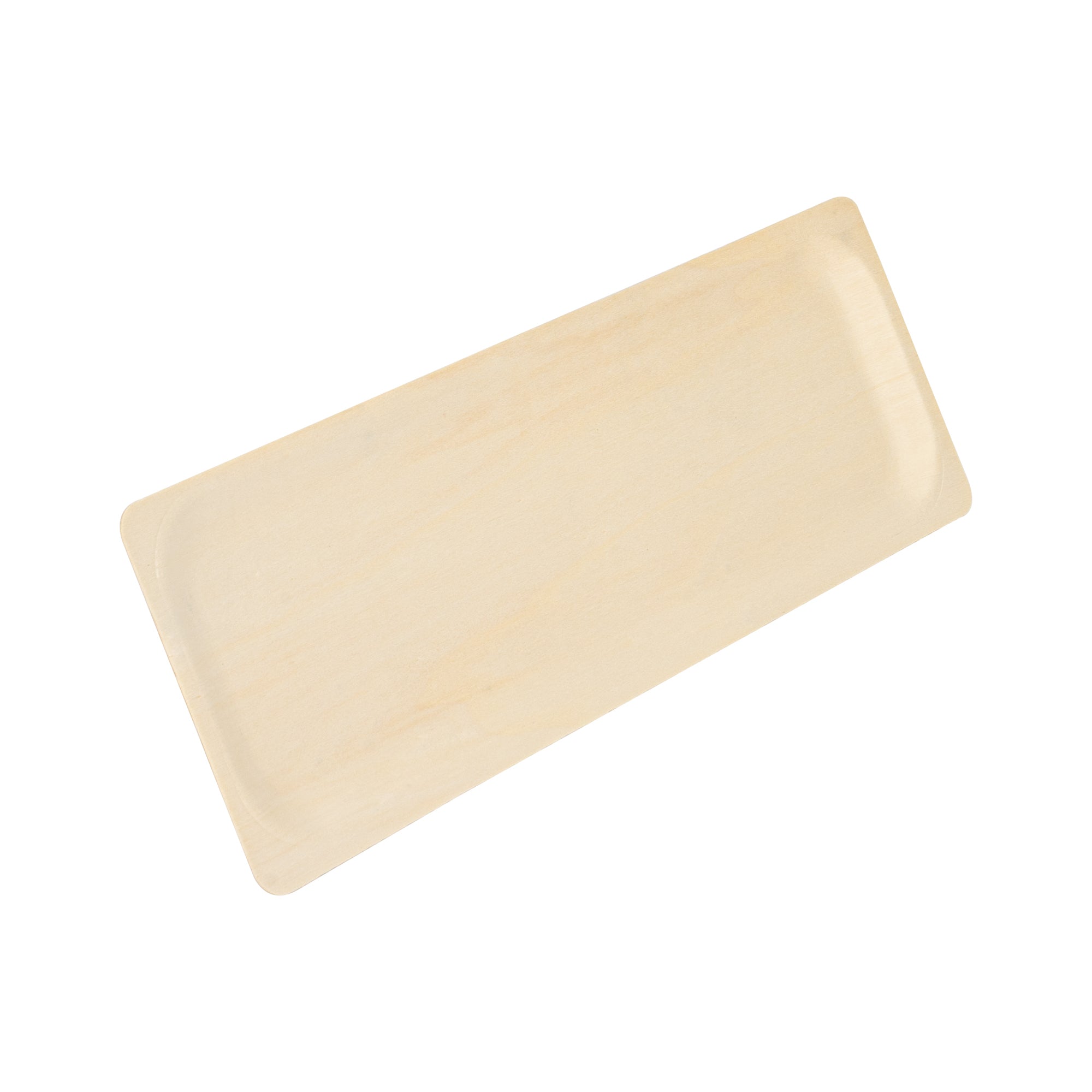 Taipei Rectangle Natural Poplar Plate - 14 1/4'' x 4 3/4'' - 200 count box
