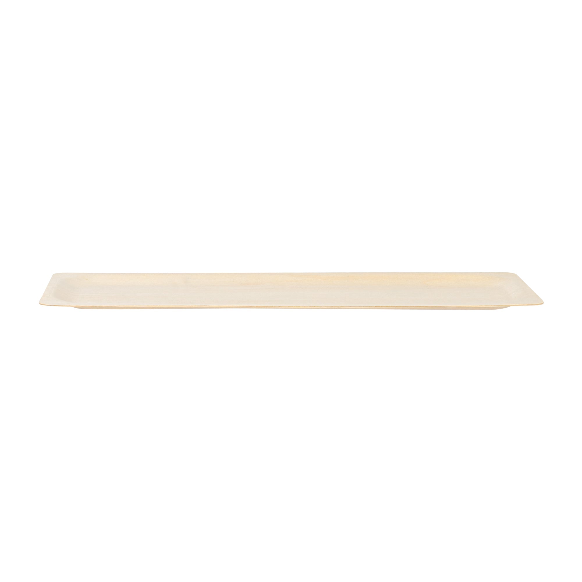 Taipei Rectangle Natural Poplar Plate - 14 1/4'' x 4 3/4'' - 200 count box