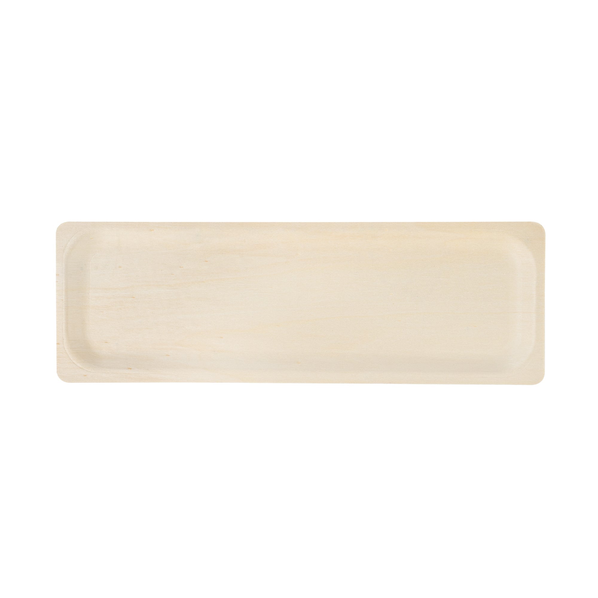 Taipei Rectangle Natural Poplar Plate - 14 1/4'' x 4 3/4'' - 200 count box