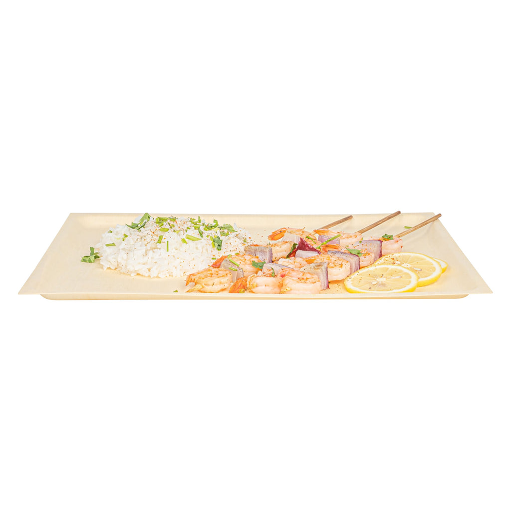 Taipei Rectangle Natural Poplar Plate - 14 1/2'' x 10 3/4'' x 3/4'' - 200 count box