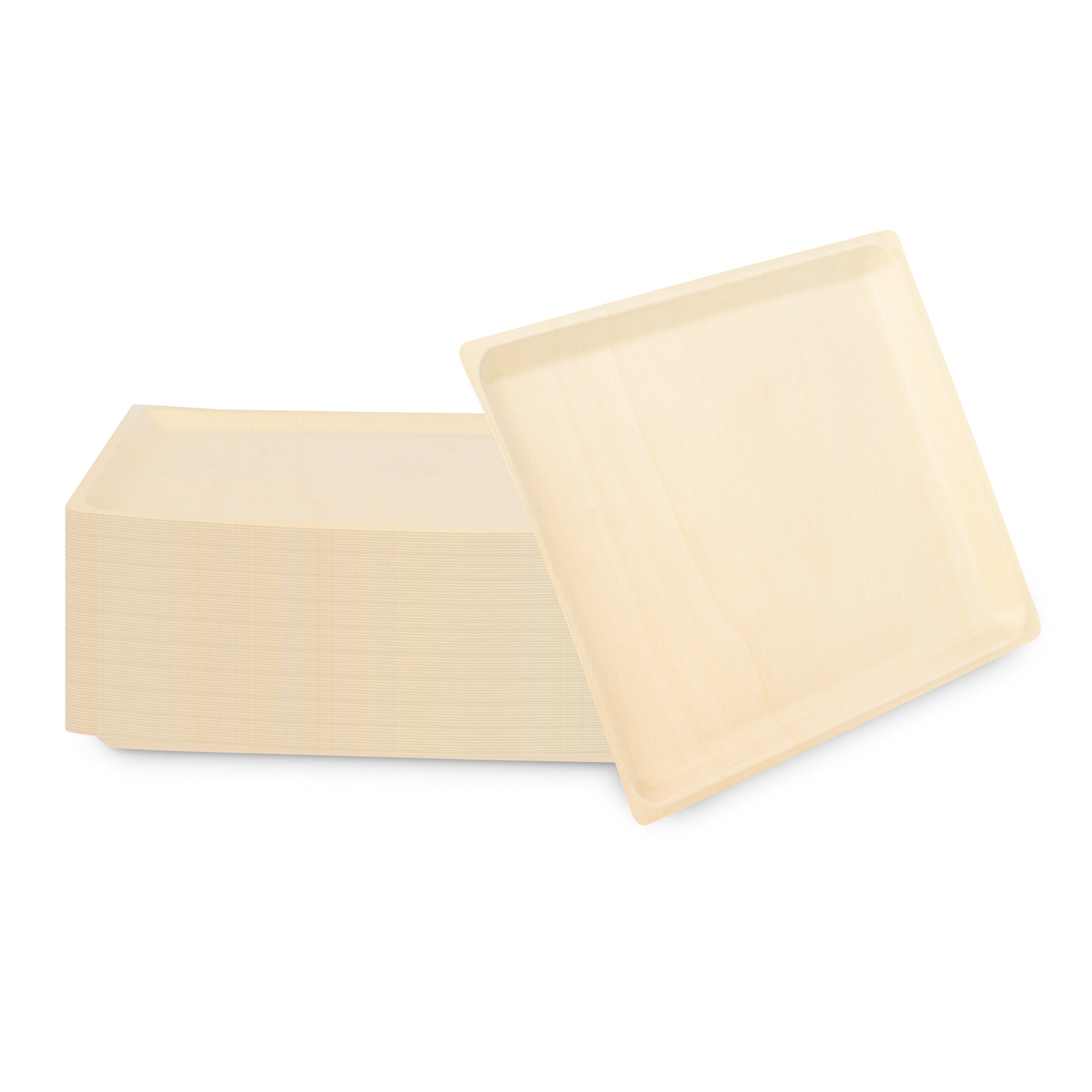Taipei Rectangle Natural Poplar Plate - 13'' x 10 1/2'' x 1/2'' - 50 count box
