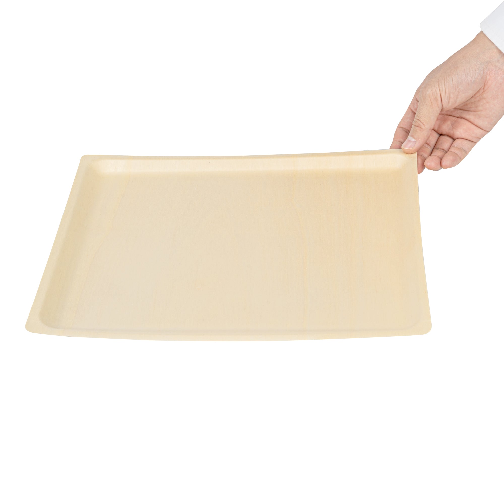 Taipei Rectangle Natural Poplar Plate - 13'' x 10 1/2'' x 1/2'' - 50 count box