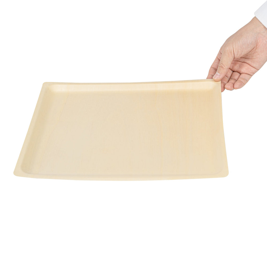 Taipei Rectangle Natural Poplar Plate - 13'' x 10 1/2'' x 1/2'' - 200 count box