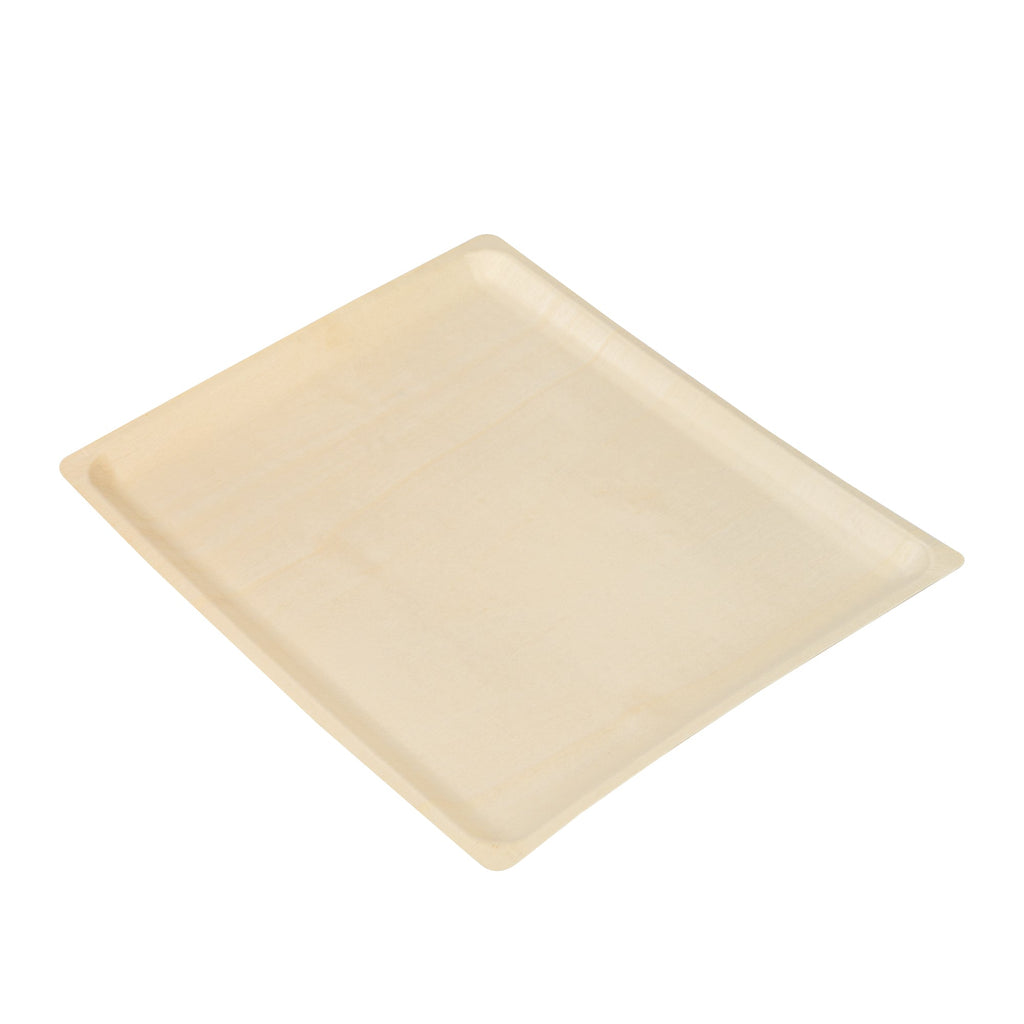 Taipei Rectangle Natural Poplar Plate - 13'' x 10 1/2'' x 1/2'' - 200 count box